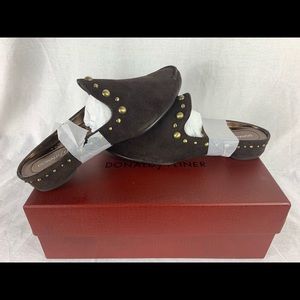 DONALD PLINER Womens Brown Suede Studded Mules S 6